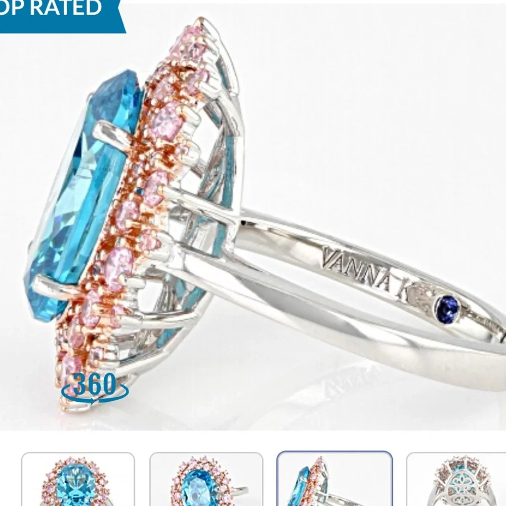 |Vanna K for Bella Luce Blue Pink Cubic Zirconia Platineve Ring 9.82ctw size 10 - Picture 4 of 7